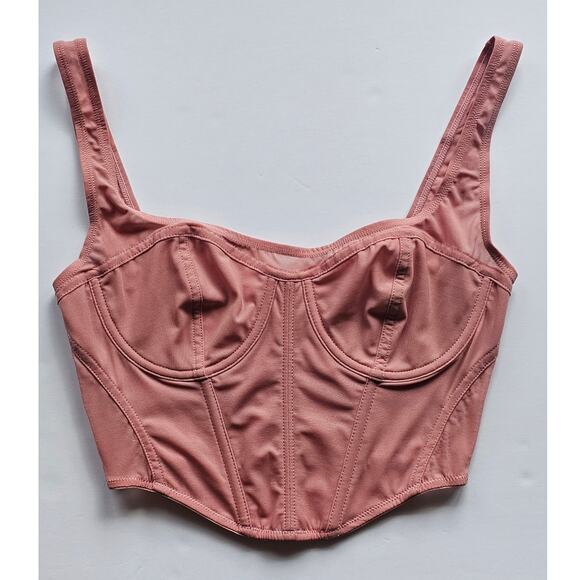 Anthropologie Mesh Corset Top, Hook and Eye Closures  Pink Sz M. New - Picture 4 of 11